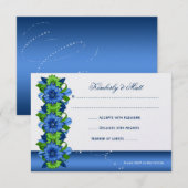 Invitation Bleu Royal Lime Floral Réponse RSVP (Devant / Derrière)