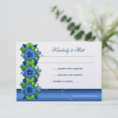 Invitation Bleu Royal Lime Floral Réponse RSVP (Debout devant)