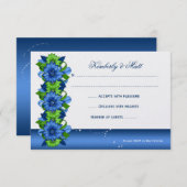 Invitation Bleu Royal Lime Vert Floral RSVP (Devant / Derrière)