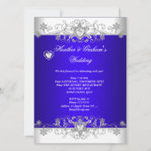 Invitation Bleu royal Mariage Diamant Cœurs Argent (Dos)