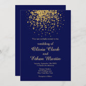 Invitation Bleu royal moderne avec une pointe d'or (Devant / Derrière)