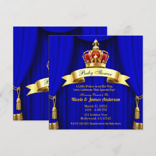 Invitation Bleu Royal Or Rouge Royal Baby Shower Prince Hérit