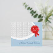 Invitation Bleu Ruban Rouge Graduation (Debout devant)