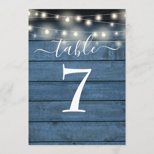 Invitation Bleu Russe Bois Chaîne Lumières Numéro de tableau (Dos)