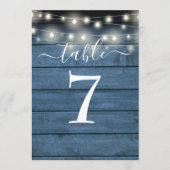 Invitation Bleu Russe Bois Chaîne Lumières Numéro de tableau (Devant)