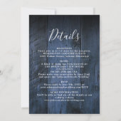 Invitation Bleu Rustique Barne Bois Tout en un Mariage (Dos)