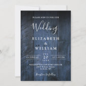 Invitation Bleu Rustique Boho Élégant Mariage en bois de gran (Devant)