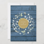 Invitation Bleu Rustique Bois vert String Mariage (Dos)