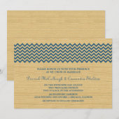 Invitation Bleu Rustique Chevron Mariage Invite (Devant / Derrière)