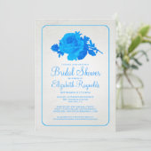 Invitation Bleu Rustique Floral / Fleur Douche nuptiale Invit (Debout devant)