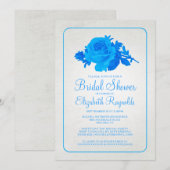 Invitation Bleu Rustique Floral / Fleur Douche nuptiale Invit (Devant / Derrière)