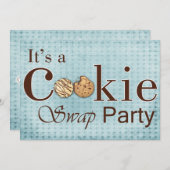 Invitation bleu rustique Holiday Cookie échange de l'invitati (Devant / Derrière)