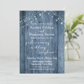 Invitation Bleu Rustique & Lumières Réception Après Mariage U (Debout devant)