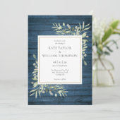 Invitation Bleu Rustique Mariage campagnard de verdure (Debout devant)