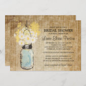 Invitation Bleu rustique Mason Jar et Fleur sauvage Daisies (Devant / Derrière)
