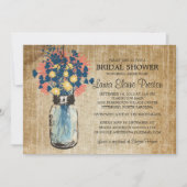 Invitation Bleu rustique Mason Jar et Fleur sauvage Daisies (Devant)