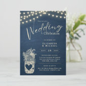 Invitation Bleu Rustique Mason Jar Mariage DIGITAL Imprimer (Debout devant)
