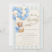 Invitation Bleu Rustique Nous avons hâte Baby Shower (Devant)