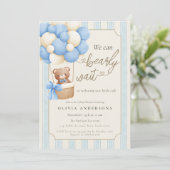 Invitation Bleu Rustique Nous avons hâte Baby Shower (Debout devant)