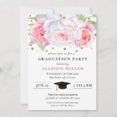 Invitation Bleu Rustique Or Floral Graduation Botanique (Devant)