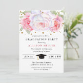 Invitation Bleu Rustique Or Floral Graduation Botanique (Debout devant)