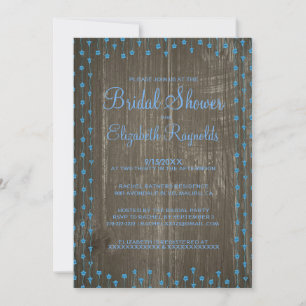 Invitation Bleu Rustique Pays Envoi de douche nuptiale