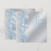 Invitation Bleu sarcelle blanc flocon de neige Sweet Sixteen (Devant / Derrière)