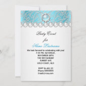 Invitation Bleu sarcelle Blanc Perle Diamants Fête d'annivers (Dos)