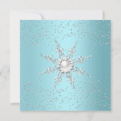 Invitation Bleu sarcelle Cristal Perle Flocon de neige Argent (Dos)