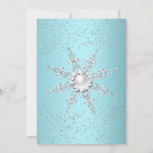 Invitation Bleu sarcelle Cristal Perle Flocon de neige Argent (Dos)