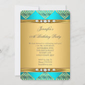 Invitation Bleu sarcelle déco rayure or diamant fête (Devant)
