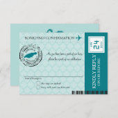 Invitation Bleu sarcelle Montego Bay Jamaïque RSVP (Devant / Derrière)