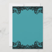 Invitation Bleu sarcelle Vert Noir Dentelle Fête Douce 16 (Dos)
