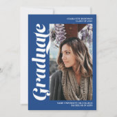 Invitation Bleu script 3 diplôme photo (Devant)