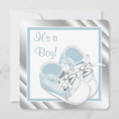 Invitation Bleu Silver Baby Boy Douche (Devant)