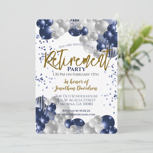 Invitation Bleu Silver Gold Bleu de retraite (Debout devant)