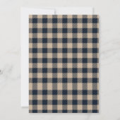 Invitation Bleu Silver Hiver Bois Plaid Rustique Mariage (Dos)