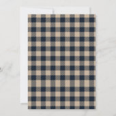 Invitation Bleu Silver Hiver Bois Plaid Rustique Mariage (Dos)
