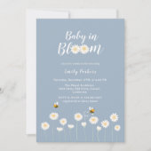 Invitation Bleu Simple Boho Daisy Floral Bébé En Fleur Douche (Devant)