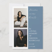 Invitation Bleu simple dans l'amour Mémoire Funérailles Photo (Devant)