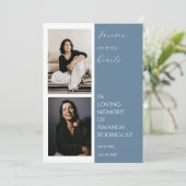 Invitation Bleu simple dans l'amour Mémoire Funérailles Photo (Debout devant)