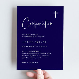 Invitation Bleu simple moderne et minimaliste Confirmations