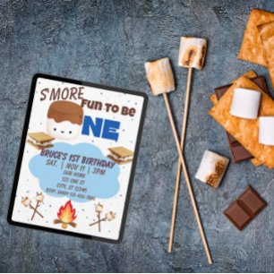 Invitation Bleu, S'More Fun to be One, 1er Anniversaire