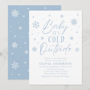 Invitation Bleu Snowflakes Baby Il fait froid dehors Baby sho