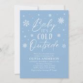 Invitation Bleu Snowflakes Baby Il fait froid dehors Baby sho (Devant)