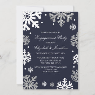Invitation Bleu Snowflakes de la Marine Partie d'engagement d