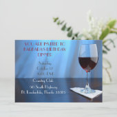 Invitation Bleu Sophistiqué Vin rouge anniversaire (Debout devant)