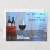 Invitation Bleu Sophistiqué Vin rouge fête d'anniversaire (Devant)