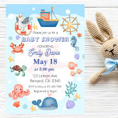 Invitation Bleu sous la mer Baby Boy Douche