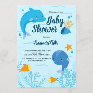 Invitation Bleu sous la mer Baby shower pour garçon